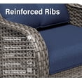thumbnail image 4 of Meetleisure 3 Piece Wicker Patio Furniture Set, Rattan Chairs with 3-Seater Sofa, High Back, Deep Seating, Wide Armrest, Thick Cushions for Deck Porch, Dark Blue, 4 of 9
