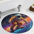 thumbnail image 4 of Astronauts in Space Soft Bedroom Round Area Rug, Washable Cute Nursery Circle Throw Mat, Non-Slip Contemporary Small Low Pile Floor Carpet for Dorm Bedside, 4 of 7