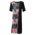 thumbnail image 4 of IROINNID Women's Short Sleeve Prints Sundress Fashion Diamond Loose Casual Dresses Round Neckline Below The Knee Dress, 4 of 8