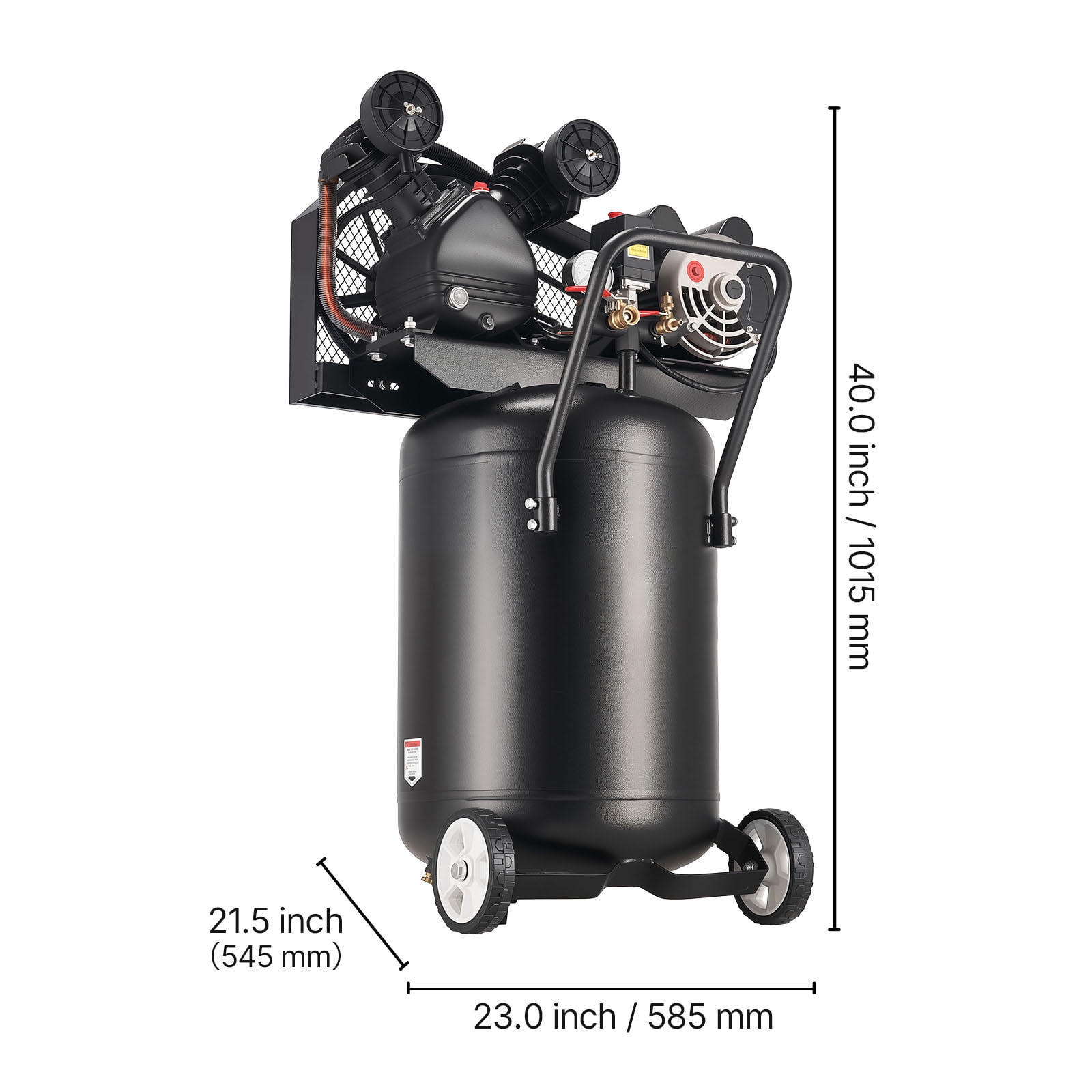 KFFKFF 20-Gallon Air Compressor, 2HP, 6.5SCFM at 90PSI, Max 135PSI Oil-Lubricated Tank, Portable Design with Wheels for Auto Repair, Tire Inflation, Painting, and Woodworking, 120V