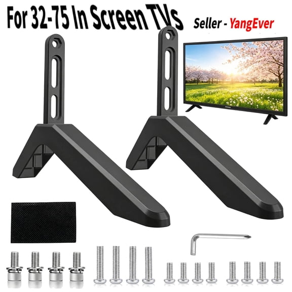 Zootealy 2Pcs Universal TV Stand Base –Aluminum Alloy Heavy-Duty Stable Replacement TV Legs for 32-75 Inch Flat Screen TVs (Black)