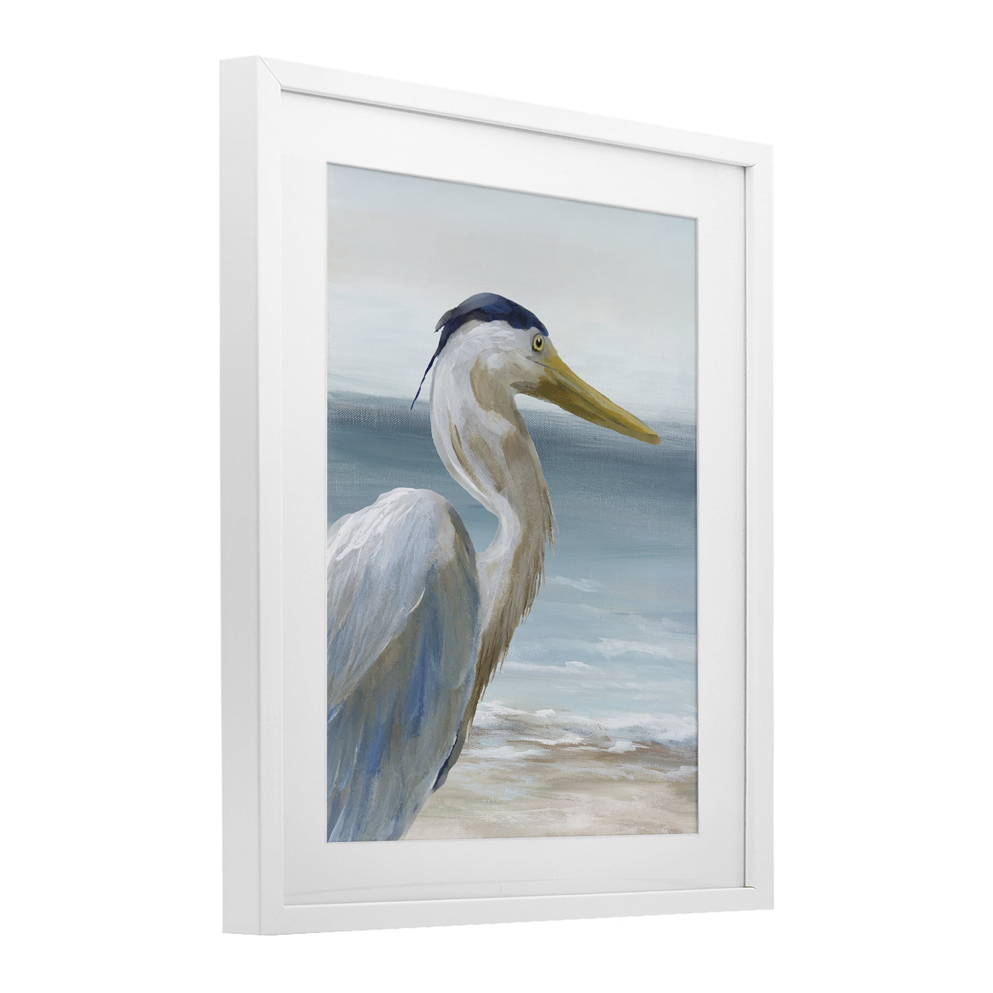 Stupell Industries Right Gazing Heron White Framed Print Under Glass, design by Nan