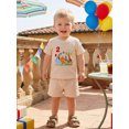 thumbnail image 6 of BemeyourBBs Toddler Baby Boy Birthday Outfit 1 2 3 Years Birthday Summer Clothes Short Sleeve Zoo Animal Embroidery Waffled T-Shirt and Pockets Shorts Set Toddler Summer 2 Pieces Outfit, 6 of 9