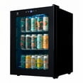 thumbnail image 1 of Enfriador de bebidas para 50 latas, Ajuste de temperatura 3°C a 18 °C, Puerta de cristal reversible, Estantes removibles, Luz interior, Panel táctil, Frigobar 63 Litros de capacidad AVERA EBC50, 1 of 10