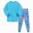 thumbnail image 5 of TOWED22 2 Piece Infant Toddler Fall Winter Graphic Sweatshirt and Jogger Pants Pullover Round Neck Warm Outfits Clothes Set(Blue,5-6 Y), 5 of 7