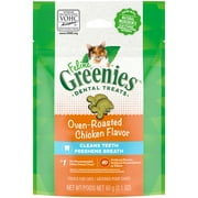 Greenies Feline Oven Roasted Chicken Flavor Crunchy Soft Treat For Cat, 2.1 Oz