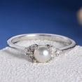 thumbnail image 3 of Women Pearl Ring 18K Rose Gold Plated Geometric Copper Ring Korean Fashion Jewelry Gift White Elegant Ringlets, 3 of 6