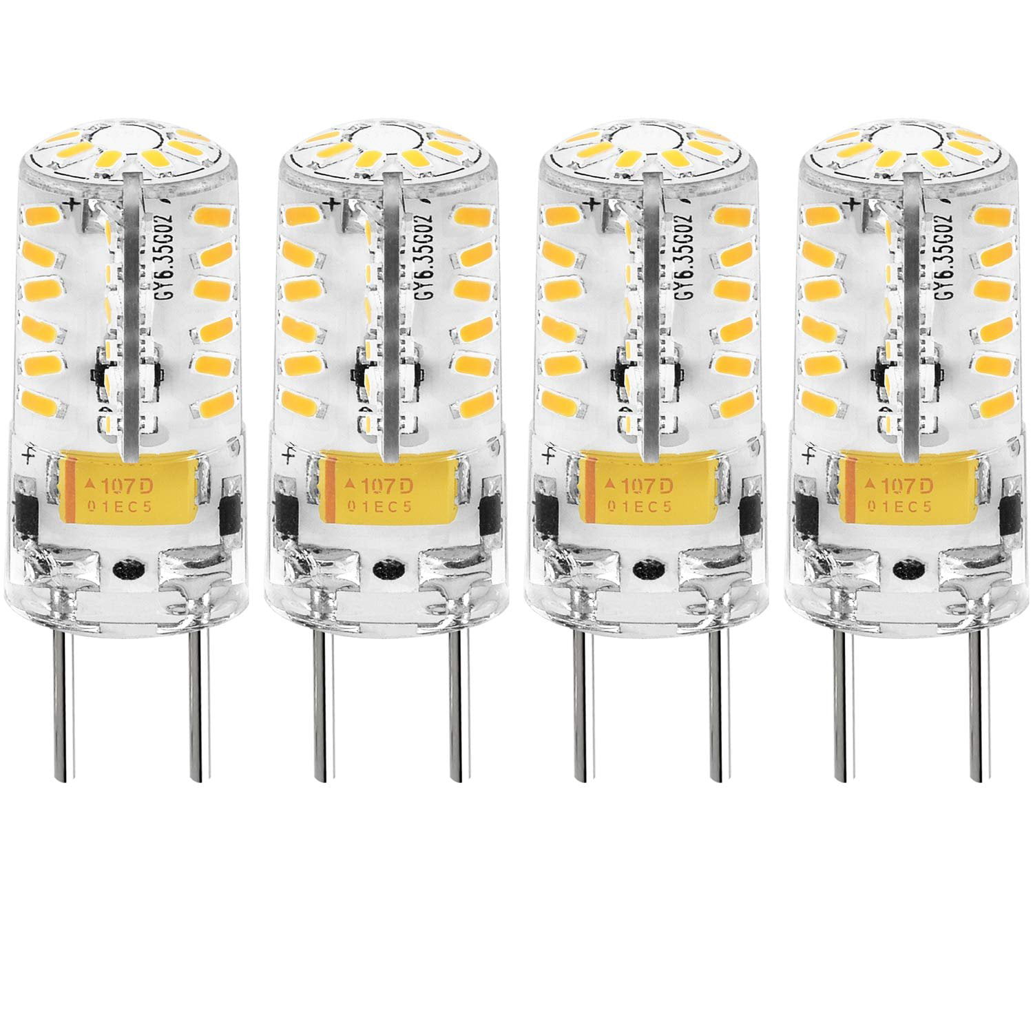 4 x GY6.35 LED Bulb Dimmable 6.5W Halogen Equivalent Warm White Chandelier Light 