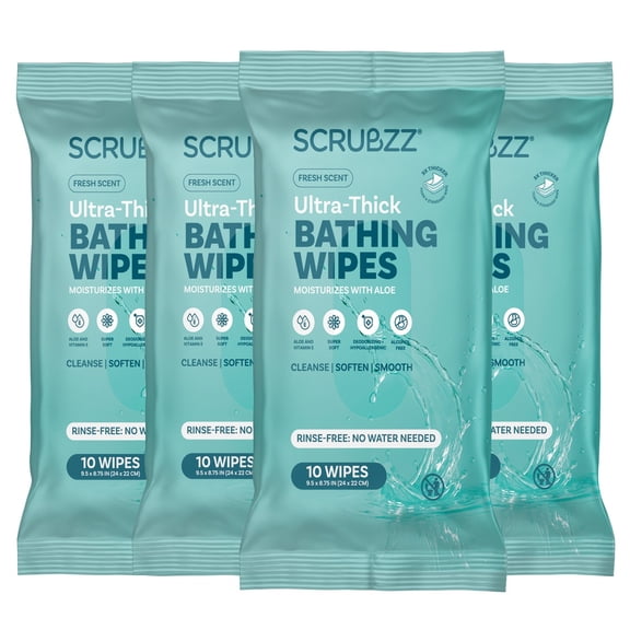 Extra Large Adult Bathing Wipes - Disposable Body Cleansing Wipes for Men, Women & Elderly - Great for Gym, Camping, Post Surgery - No Rinse Shower Bath Wipes - 40 Count