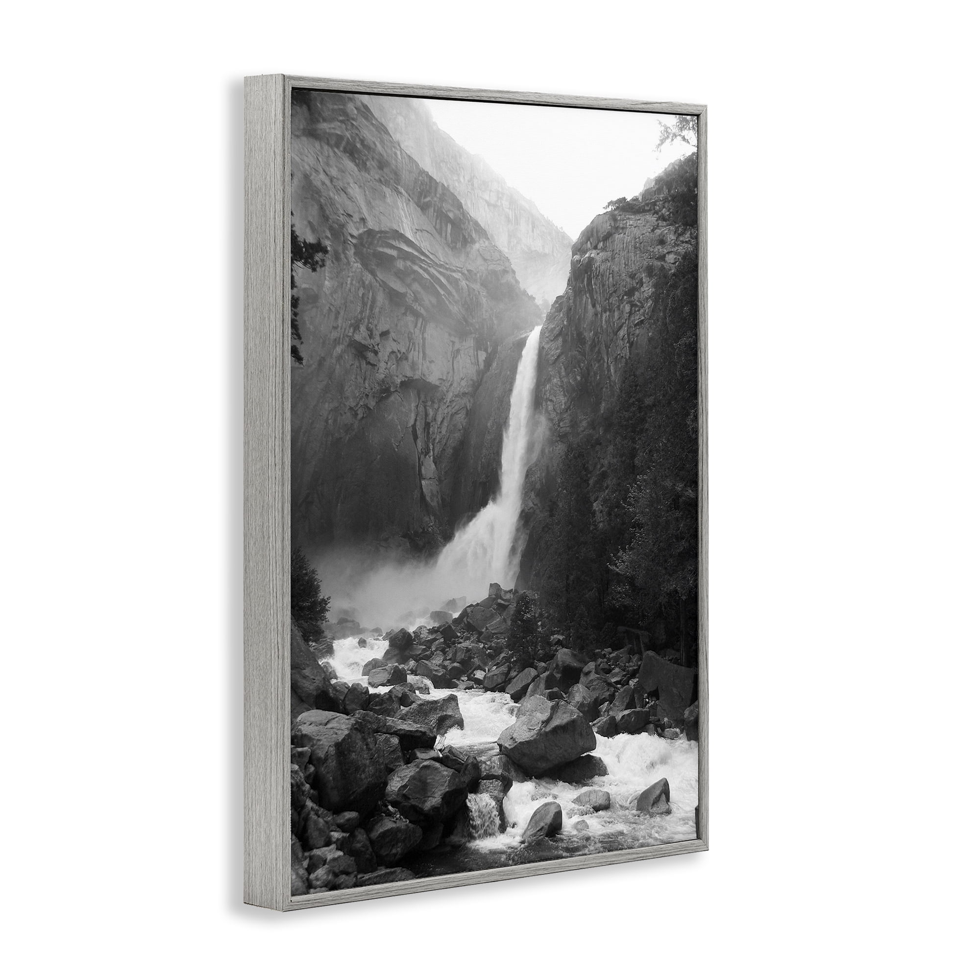 Stupell Industries Rocky Yosemite Falls Gray Framed Giclee Art, design by Kim Curinga