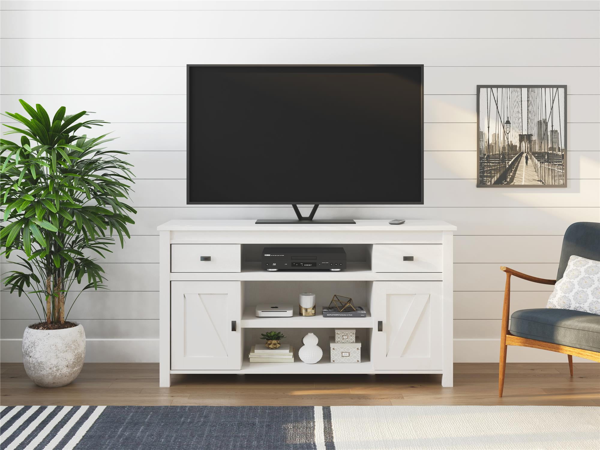 Ameriwood Home Farmington TV Stand for TVs up to 60", Ivory Oak