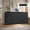 Black, variant on UZUGUL 4-Door Walnut Buffet Cabinet, Square Corner Handle-less, Charging Station with USB & Type-C, for Kitchen Dining