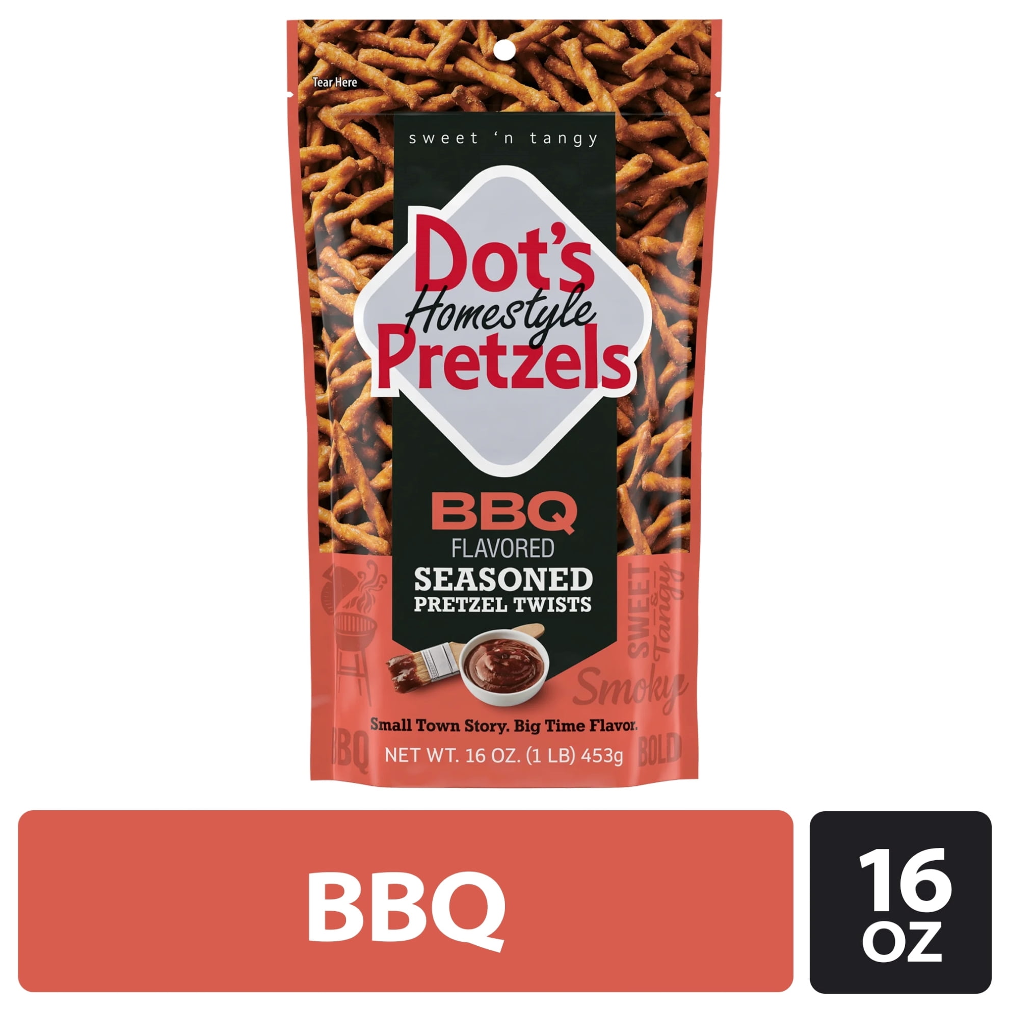 (10 pack) Dot's Pretzels BBQ Seasoned Pretzel Twists, 16 oz Family Size Bag