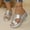 Silver, variant on Summer Comfortable Leather Wedges Slides Dressy Beach Platform Heel Slip Sandals Silver 7.5(40)