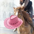 thumbnail image 6 of Suede Cowboy Hat Western Style Sturdy Adjustable Chin Strap for All Day Wear Pink, 6 of 8