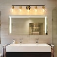 thumbnail image 2 of Bathroom Vanity Lights, 5 Light Black Gold Industrial Wall Mounted Mirror Wall Lights E26 Base with Transparent Glass Shade For Farmhouse,Bedroom, Living Rooms, 2 of 6