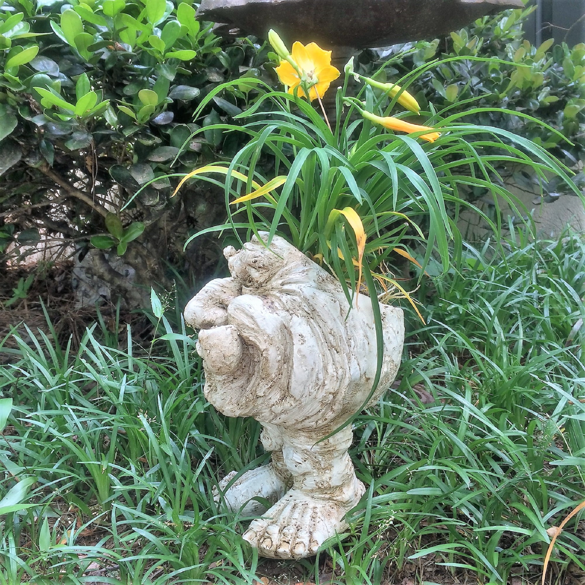 Homestyles Antique White Grandpa "Old Hickory" the Muggly Face Humorous Statue Planter Pot