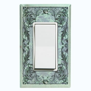 Metal Light Switch Plate Cover Elegant Green Grape Vine Damask Frame FRA049