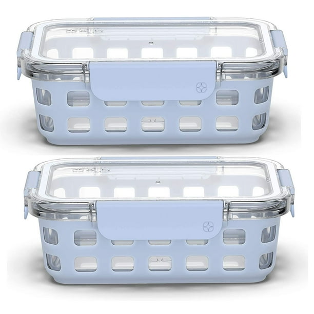 Ello DuraGlass Food Storage Container 3.4 cups/ Blue 2pk