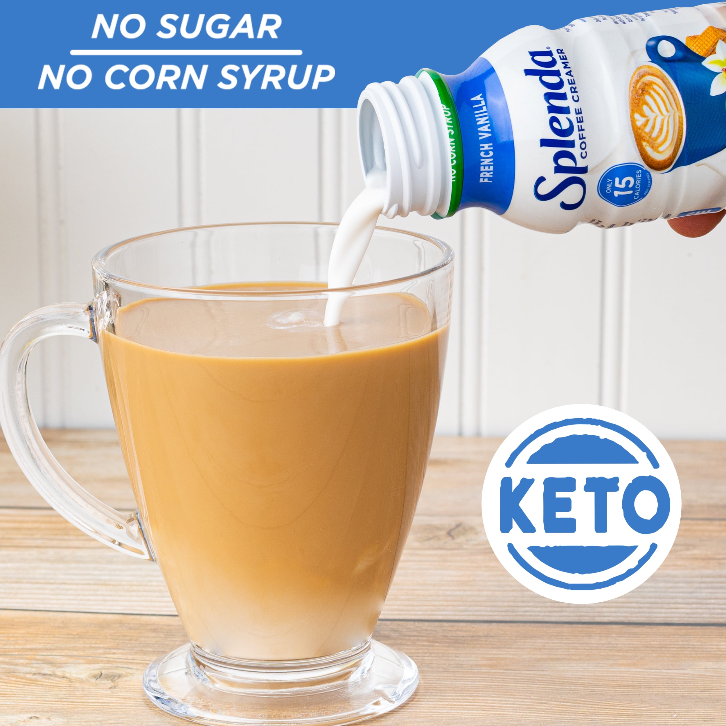 SPLENDA Sugar Free, Low Calorie French Vanilla Coffee Creamer, 8 Fl Ounces Bottle