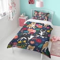 thumbnail image 4 of Shiba Inu and Flowers Duvet Cover and Pillowcase Set for Single Bedding, Bedroom Accessories for Kids Teens, 4 of 5