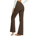 thumbnail image 2 of Hanerdun Women Pocket Yoga Pants Female Solid Sports Workout Bottoms Brown XL, 2 of 5