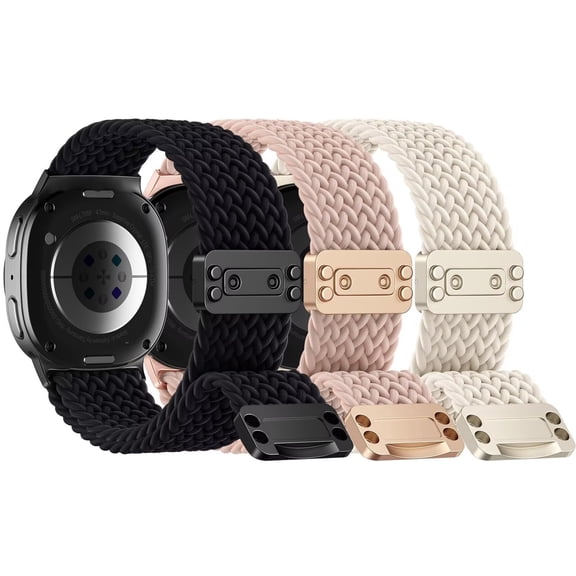 Comvin 3 Pack Braided Stretchy Bands Compatible with Samsung Galaxy Watch 8 Bands 40mm 44mm/Galaxy Watch 8 Classic 46mm,Soft Nylon Sport Straps for Samsung Watch Bands Women Men
