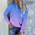 thumbnail image 2 of Womens Hoodies Polyester Cotton Hooded Sweatshirt Long Sleeve Pocket Gradient Color Drawstring Hoodie Pullovers (X-Large, Sky Blue 01), 2 of 4