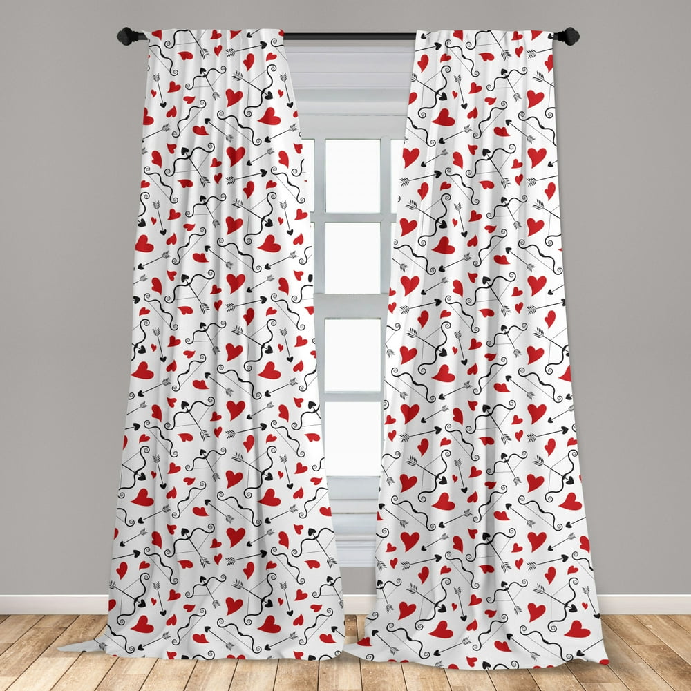 Valentines Curtains 2 Panels Set, Arrows of Cupid Mythological Concepts ...