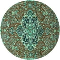 thumbnail image 1 of Ahgly Company Indoor Round Medallion Turquoise Blue Traditional Area Rugs, 5' Round, 1 of 4