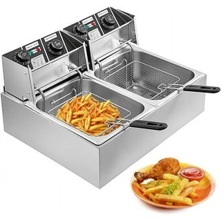 2.5L Electric Fryer Household Small 1000W High Power Multiple Function Stainless Steel Fryer Kebab French Fries Machine, Size: US Plug, Silver