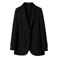 thumbnail image 4 of Breezora Womens Vintage British Style Single Breasted Blazer Long Sleeve Loose Fit Casual Elegant Jacket L Size Black, 4 of 9