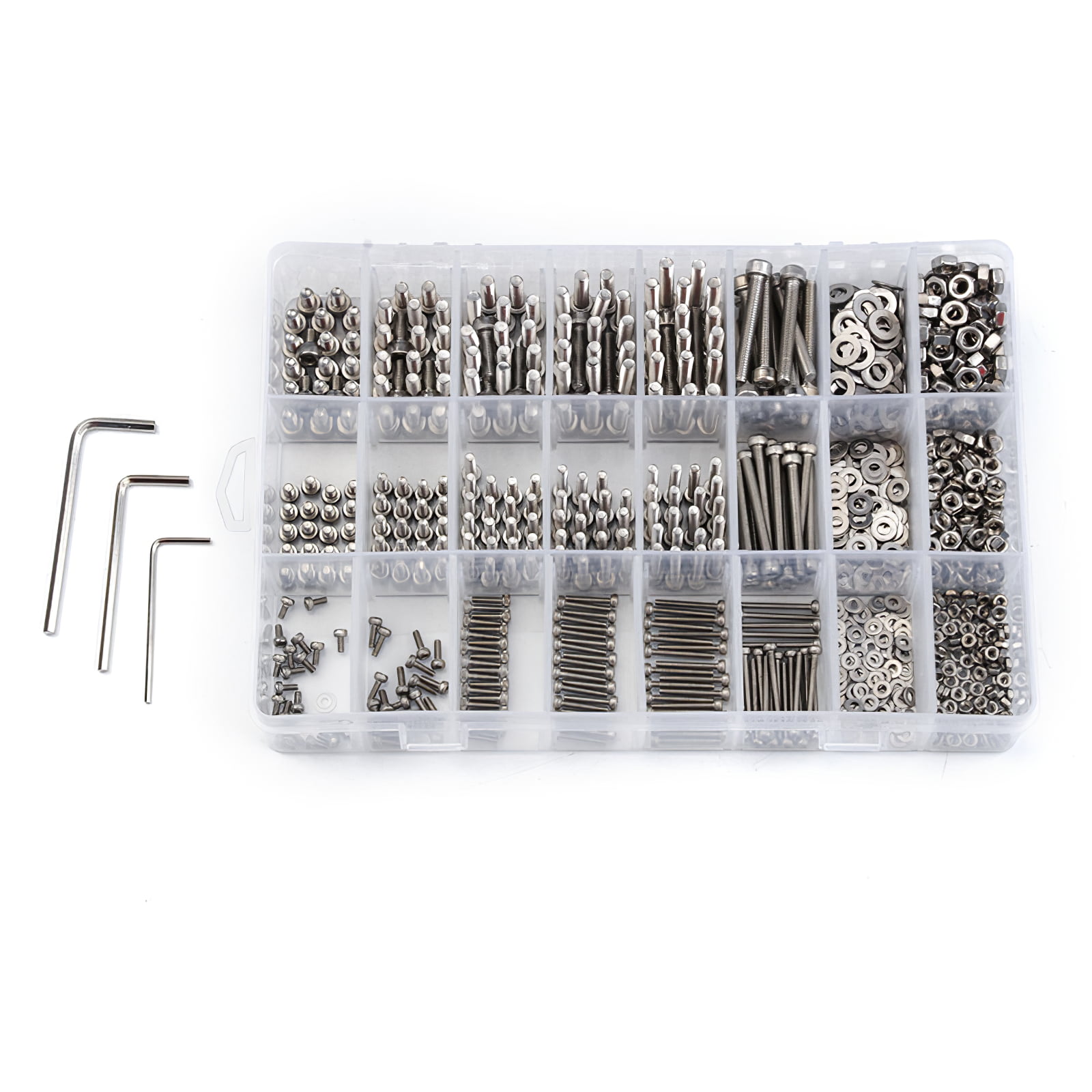 1080pcs M3 M4 M5 Stainless Steel Hex Head Screws & Nuts & Washers Kit With Box 
