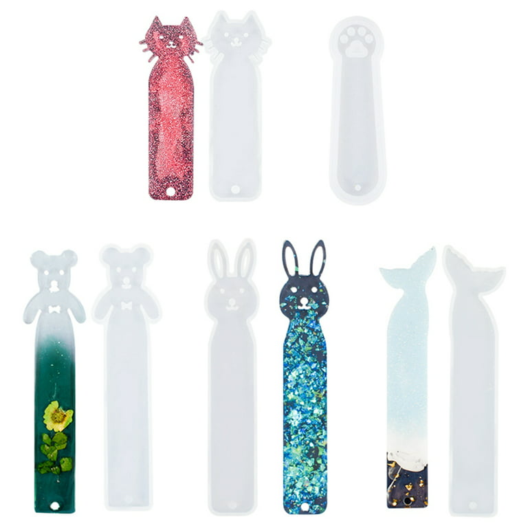 Bookmark Resin Molds Silicone 5PCS Cat Bookmark Epoxy Molds Resin Casting  Molds 