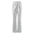 thumbnail image 4 of Endives Women's Sequin Pant Elegant Glitter Sequins Wide Leg Casual Pant Solid Color Elastic Waistband Sequin Trousers Silver, 4 of 7