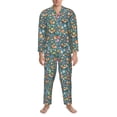 thumbnail image 3 of Salouo Foxes and Birds in Forest Print Button-Front Long Sleeve Pajama Set for Men, Soft 2Pjs Men's Long Sleeve Sleepwear-Large, 3 of 7