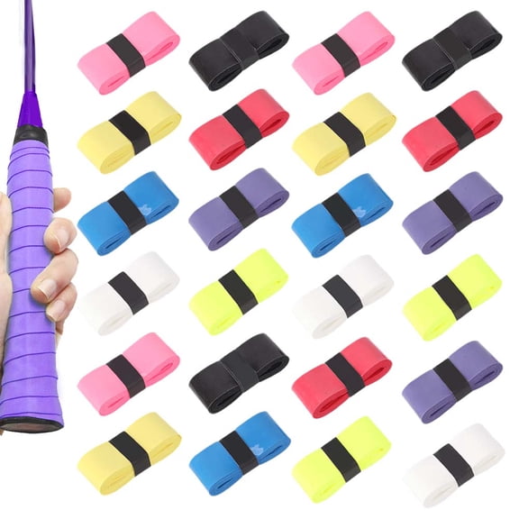 24 Pack Tennis Racket Grip Tape, Precut PU Anti-Slip Tennis Racquet Grip Tape with Dry Feel, Sweat Absorption, Comfortable Handle Overgrip Grip Wrap for Tennis/Badminton/Pickleball