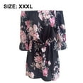 thumbnail image 2 of Vestido casual con estampado floral y hombros descubiertos, manga trompeta, para mujer, XXXL, 2 of 6