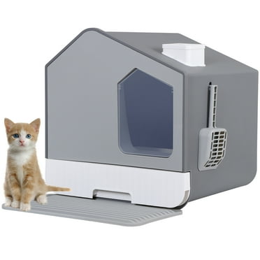 ZENY Extra Large Enclosed Cat Litter Box with Mat and Litter Scoop, Odorless Anti-Splashing, Non-Sticky, Easy Cleaning