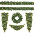 thumbnail image 3 of GAOMON Christmas Tree Decor Set of 6, Green Prelit, Lifelike Wreaths, Garlands, Swags, Artificial Flocked Pine with Pine Cones for Doors, Walls, Mantels, Indoor Outdoor Holiday Display, 3 of 6