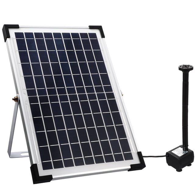 OULII Garden Fountain Solar Powered Water Feature Black PP 1Set For Lawn