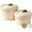 Off White, variant on Set of 2 Decorative Storage Baskets with Lids - Round Woven Baskets for Home Decor and Organizing - Small Shelf Baskets with Leather Tabs and Handles - Decorative Storage and Organizer Bins