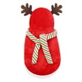 thumbnail image 3 of Cute Cartoon Pet Reindeer Cosplay Christmas Elk Costume Dog Puppy Hoodie Coat Jacket Clothes Soft Coral Velvet Fleece Winter Warm Hooded Sweater Jumpsuit Outfit Apparel for Small Dogs Cats, 3 of 9
