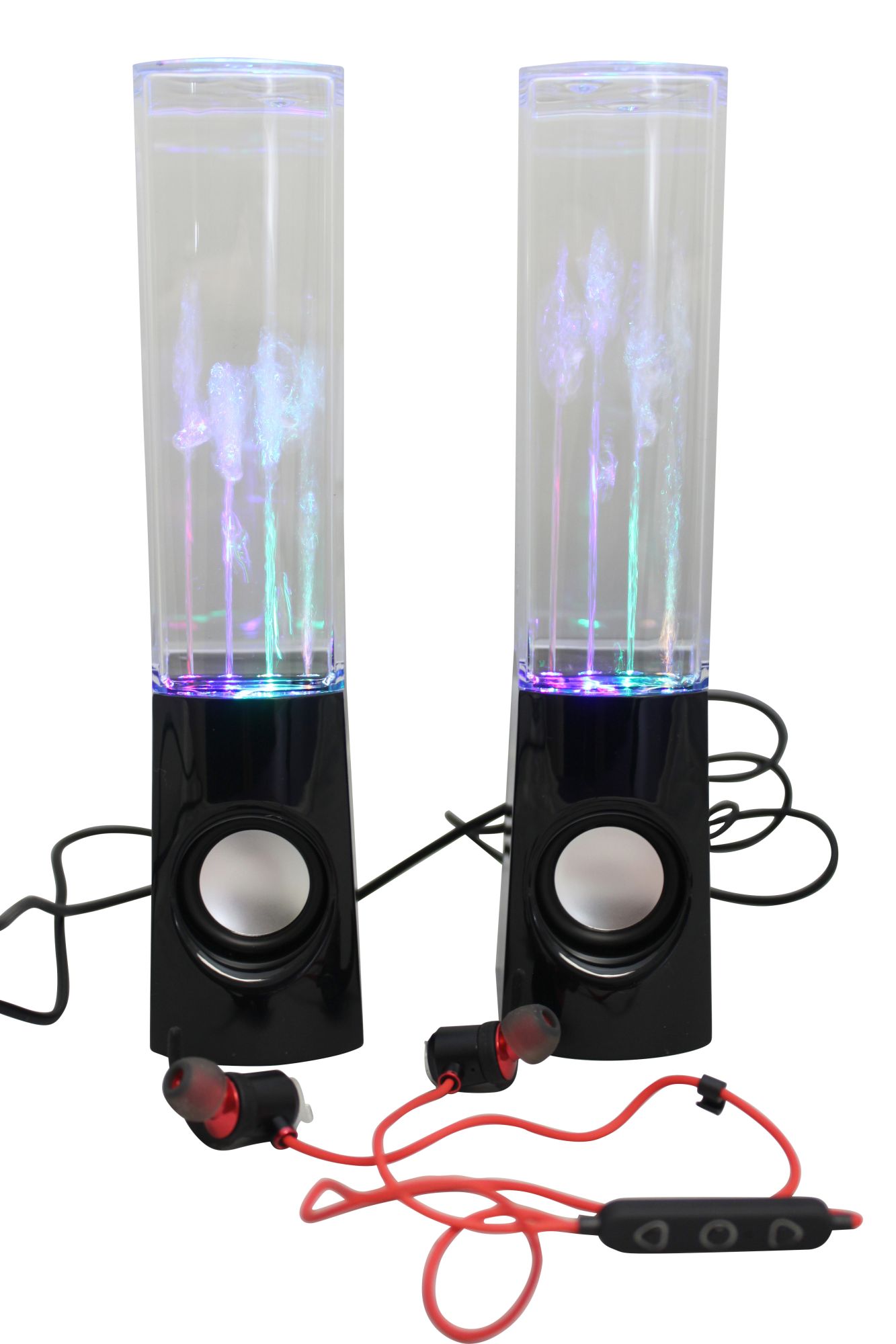 multi colored illuminated dancing water speakers