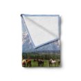 thumbnail image 2 of National Parks Soft Flannel Fleece Throw Blanket, Design Snowy Idyllic Mountain Peaks Horse Art Prints, Cozy Plush for Indoor and Outdoor Use, 50" x 70", Multicolor, by Ambesonne, 2 of 6