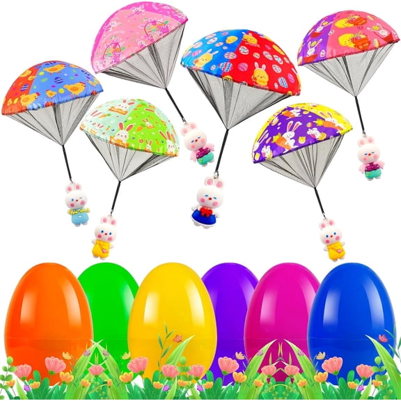 6 Pack Easter Basket Stuffers Toys for Kids: Easter Parachute Toys for Kids - Easter Egg Fillers Ideas Gifts Outdoor Games for 3 4 6 8 10 12 Year Old Boys Girls