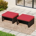 thumbnail image 2 of Costway 2 PCS Patio PE Rattan Ottomans with Soft Zippered Cushions for Deck Outdoor Red, 2 of 9