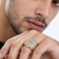 thumbnail image 6 of Flydeer Rings for Men Titanium Steel Hip Hop Iced Out Rings Yellow Men Rings Cross Rings Bling Religious Jewelry Size 8, 6 of 6