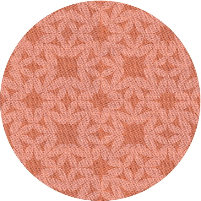 Ahgly Company Tapis Rond Lavable en Machine Intérieur Transitionnel Orange Vif, 6 Pieds Rond