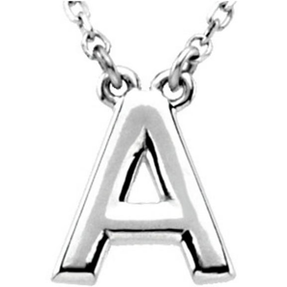 Precious Stars Unisex Sterling Silver Block Font A Initial Necklace